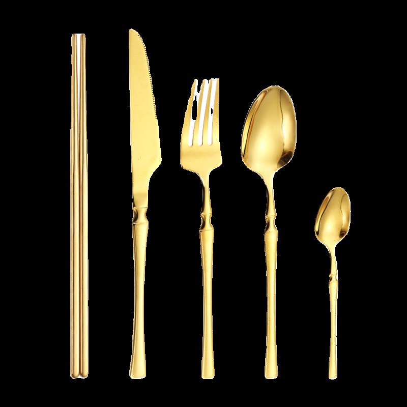西餐餐具24件套刀叉勺套装6人份不锈钢金色牛排刀叉勺子筷子