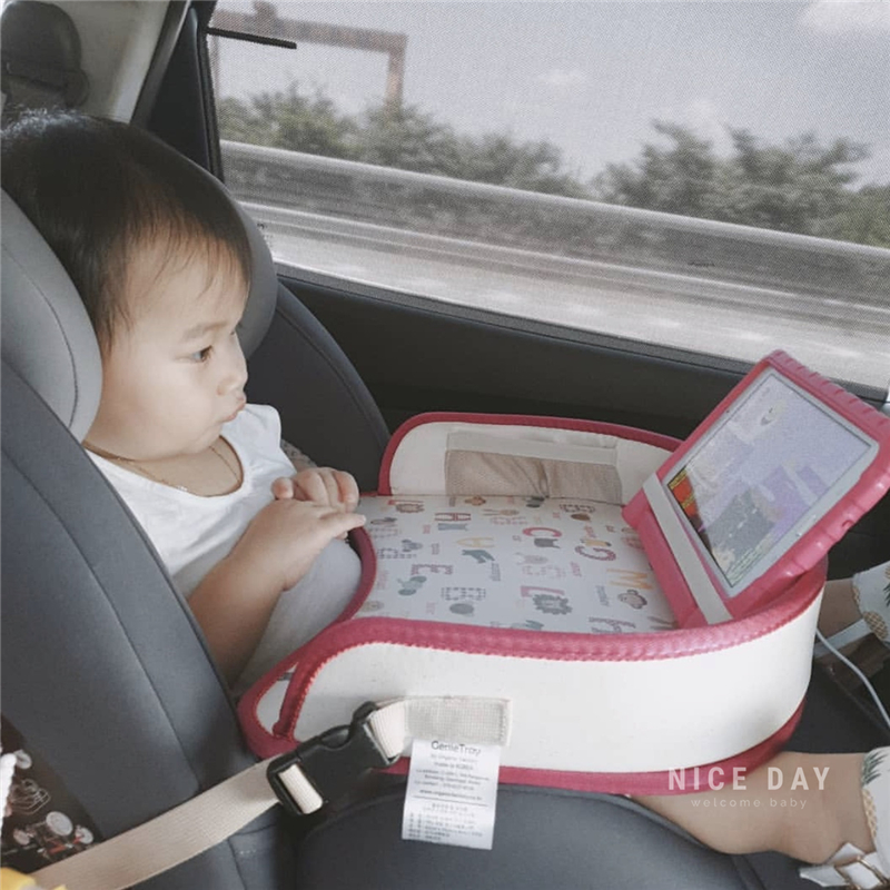 韩国ins汽车婴儿安全座椅托盘儿童防水推车餐盘小桌板收纳桌