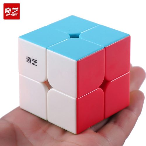 奇艺实色2阶魔方二三四五六黑底贴纸顺滑儿童初学者比赛益智玩具