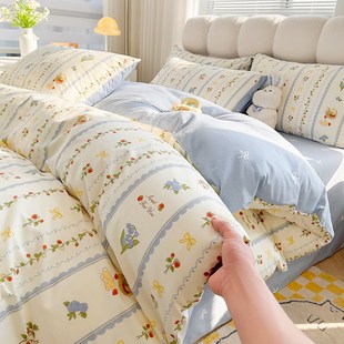 纯棉被套单件全棉150x200x230x240cm床单被罩1.5单人被单四件套