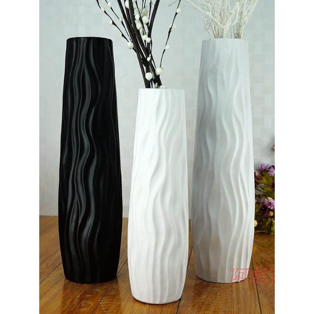 陶瓷落地高简现约代黑色白件色北欧式干花法式F9M6SS8M插花客欧厅