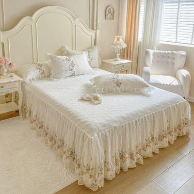 床新款丝蕾边床裙单件罩款夹棉床单花四季7Hy9qfb3通用床盖带裙边