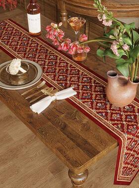 2025新年桌红色喜庆长条桌式旗旗美古轻奢复高级感餐桌茶几241263