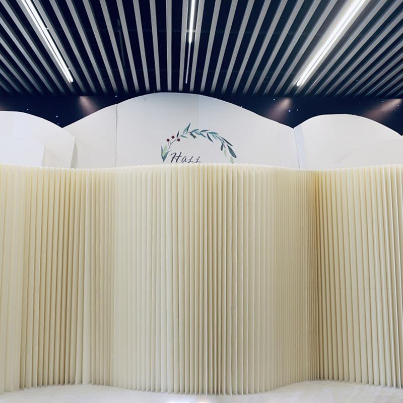 纸艺折叠曲线背婚礼宾舞景台装饰自由拉新伸WLO屏风迎区布置婚庆