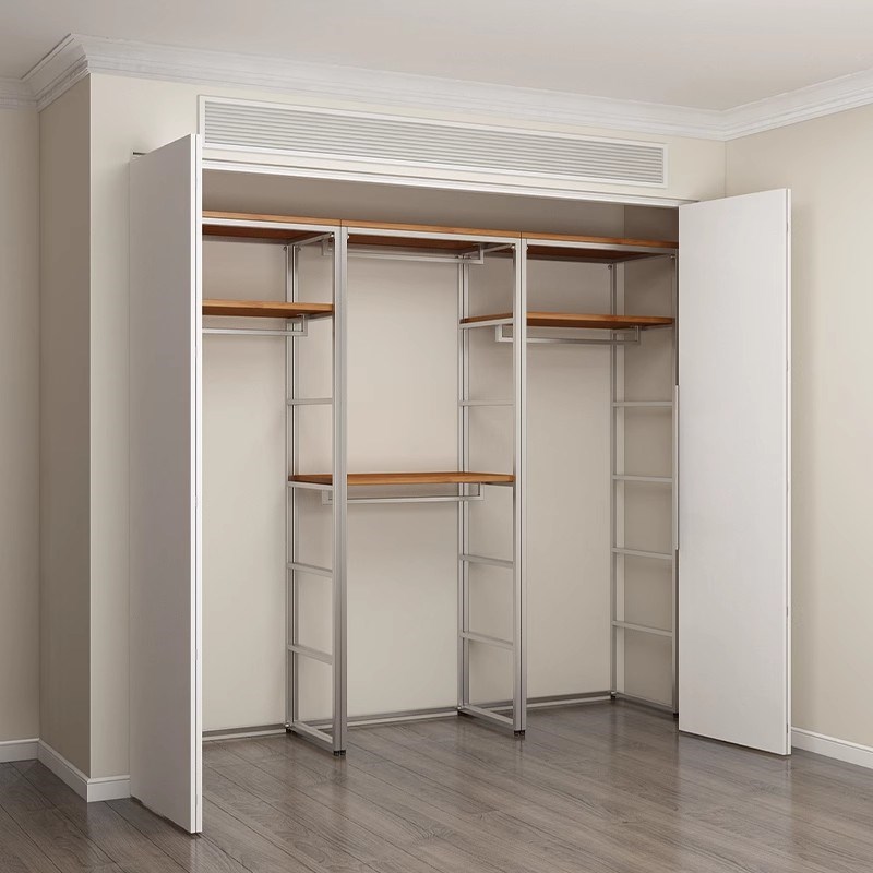 金属衣柜全实木2025新款爆w款卧室家用铁艺钢架结构转角定制衣帽