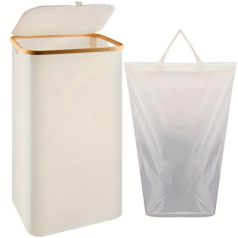 日式SVY竹制脏衣篮卧室配脏袋带盖收纳盒脏衣大服收纳筐浴室号衣