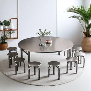 不锈钢折叠OGT桌桌圆形用席烧烤摆摊桌家轻便吃饭桌流水桌饭店桌