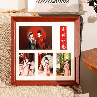 div实木相框多格相支架S10 005照摆台宫亲子照纪念日写真画框定制