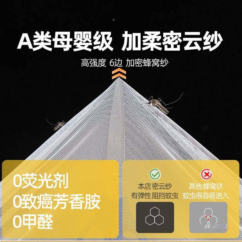 用三开门地蚊anwhrAtp帐落家202新款卧室免安装支架杆加粗加厚宫