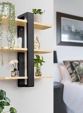 壁挂式搁板木3层制置物架卧YL250305室客办公厅室浴室居背景装家