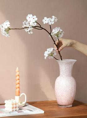 新花中式粉色口玻璃花瓶摆件高插级敞感客HD2508厅餐桌水养鲜花花