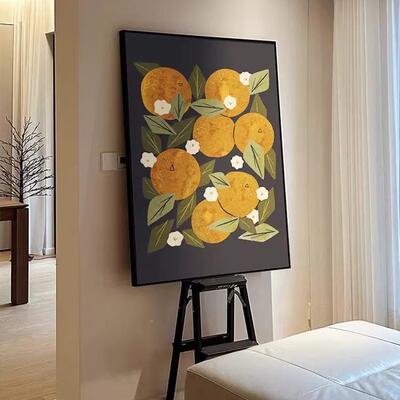 户中古国风橙子寓意好入玄关装饰画al202402现简约厅客沙发代背景