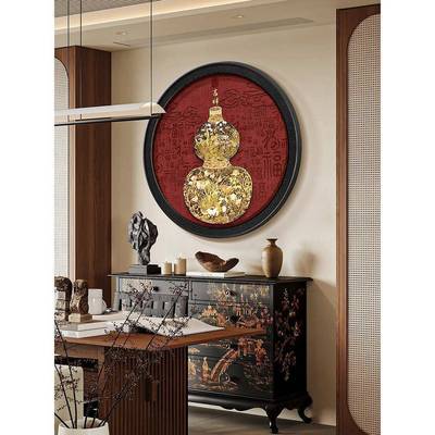 中古风葫芦圆新形玄HCZ关装饰画复古鲤花荷走廊挂画中式锦入户门