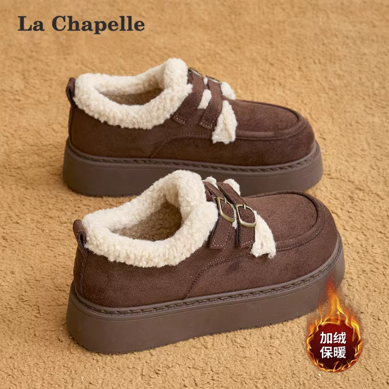 拉夏贝尔加绒棉鞋女2026冬季加厚保暖乐福豆豆鞋外穿雪地毛毛鞋子,女鞋,棉鞋,淘宝优惠券,粉丝福利购,淘宝优惠卷