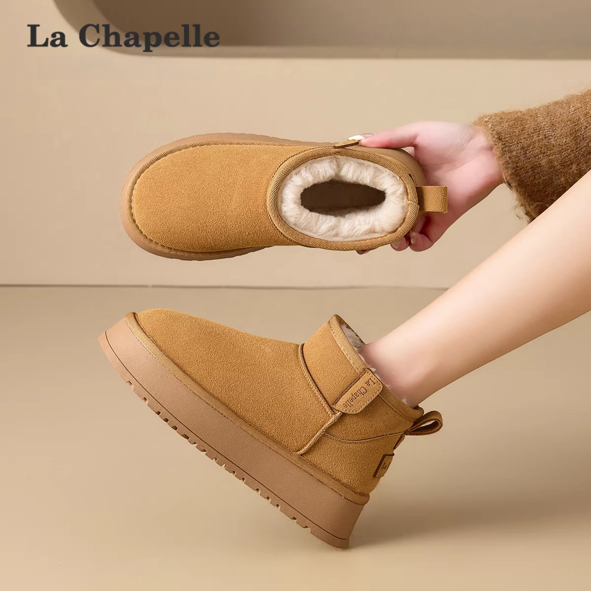 拉夏贝尔厚底雪地靴女2026冬季新款加绒加厚保暖外穿东北大棉鞋子,女鞋,棉鞋,淘宝优惠券,粉丝福利购,淘宝优惠卷