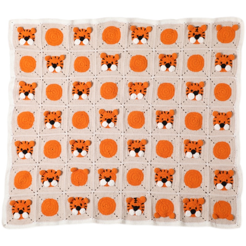 毛儿手作 虎虎生威之萌萌虎沙发毯材料包 钩针毛线编织diy 亲肤棉