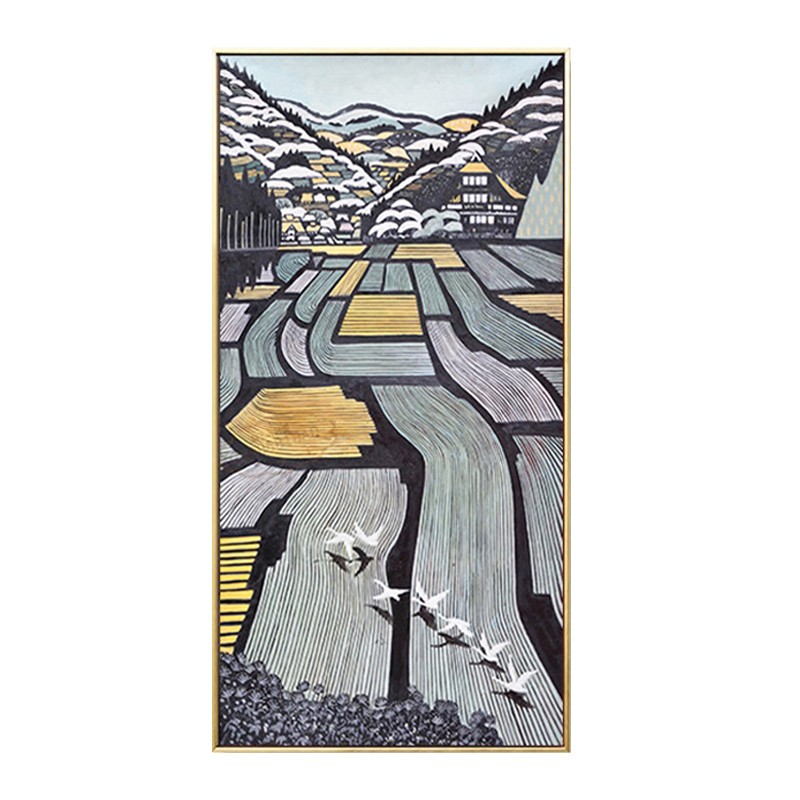 日式壁画餐厅玄关装饰画竖版浮世绘挂画过道楼梯画风景墙画艺术画图片