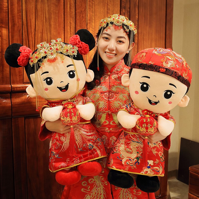 幸福一生婚庆娃娃一对婚t房压床摆件公仔玩偶新人结婚礼物喜娃图片