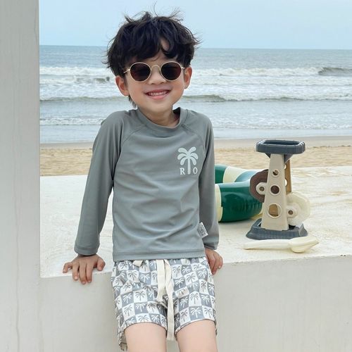 ins新款儿童泳衣男童中小童分体长袖防晒泳装宝宝温泉沙滩游泳裤