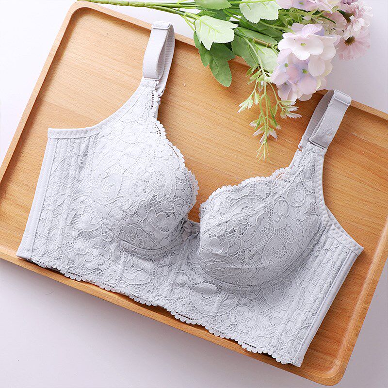 美容院文胸五排扣调整型收副乳内衣女聚拢上托黑色薄款无钢圈海绵