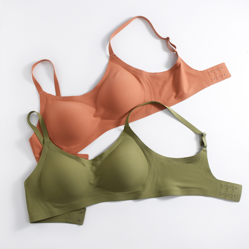 文胸一片式无痕bra少女日系薄款睡眠果冻条收副乳上托小胸内衣女