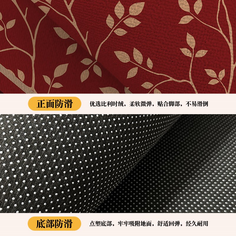 红色入户门口地毯现代简约家用地垫玄关口耐脏除尘踏脚垫子可裁剪