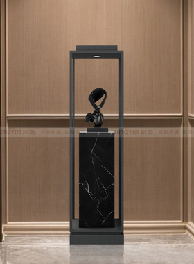 大理石落地石墩摆台商场酒店大型带灯展示架走廊玄关雕塑底座摆件