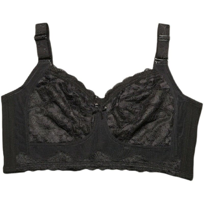 大胸显小薄款黑色胸罩内衣超薄杯文胸无钢圈无海绵全罩杯95F女性