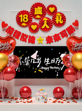 18岁成人礼生日布置o男生女生成年十八岁生日装饰场景高级感仪式