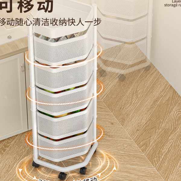 厨房旋转菜篮置物架转角放菜架多层落地拐角三角果蔬菜收纳架