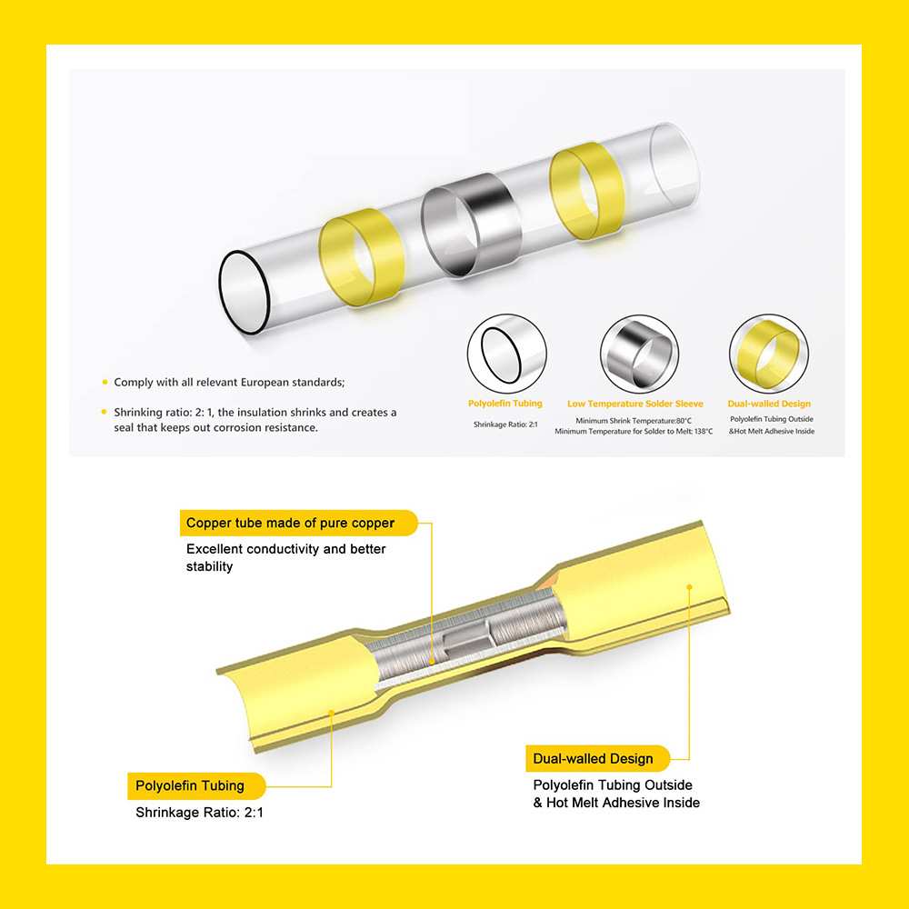 跨境  250PCS 盒装热收缩线带焊接密封线连接器