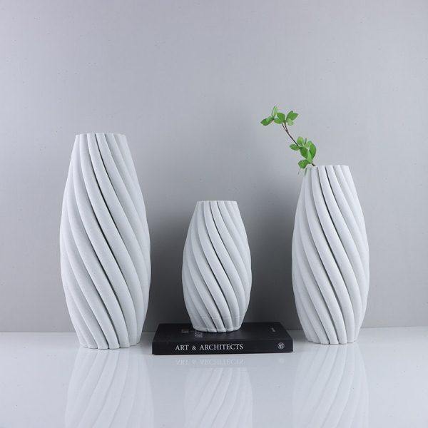 现代极简约白色麻花陶瓷花瓶摆件客厅电视柜插花器样板房软装饰品,家居饰品,花瓶,淘宝优惠券,粉丝福利购,淘宝优惠卷