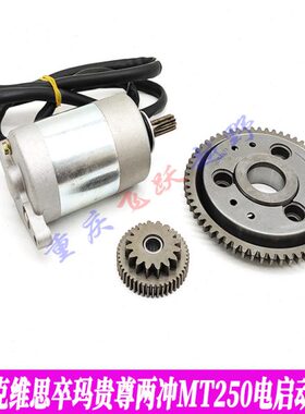 恒舰克维思卒玛贵尊两冲MT250发动机启动马达电机 超越离合大盘齿