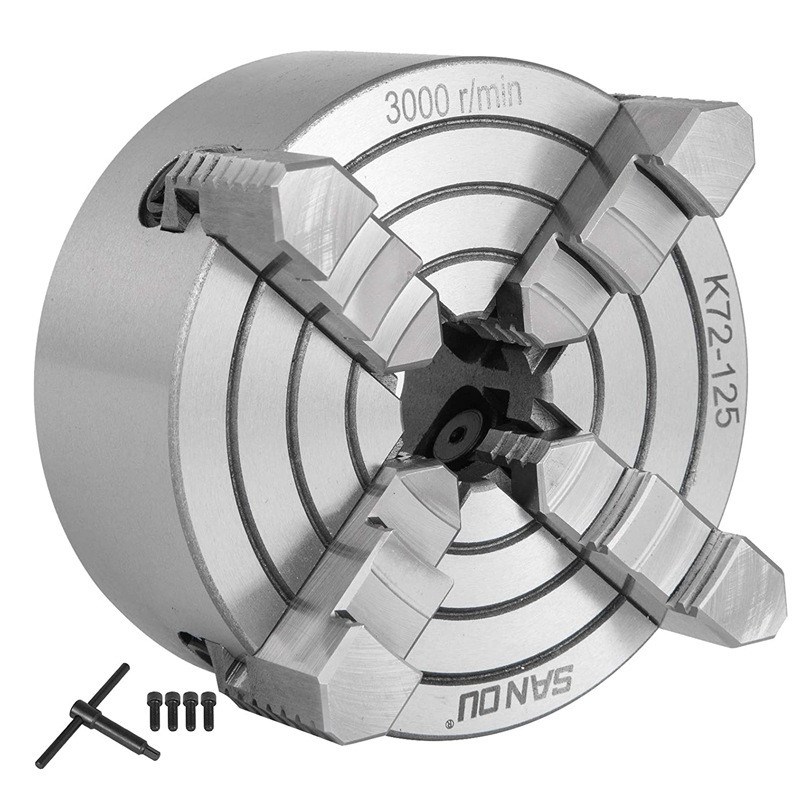 四爪单动K72-125卡盘5寸数控车床卡盘机床磨S床手动偏心夹头热销