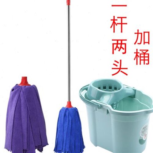 免手洗干湿两用毛巾布拖把 家用圆头F吸水墩布 木地板地拖老式拖