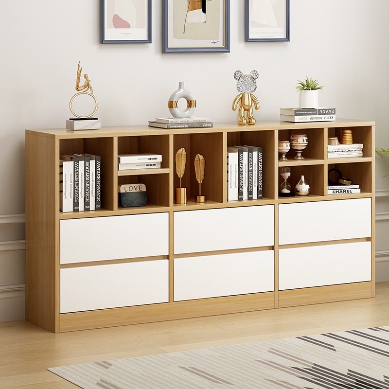 实木书柜组合矮柜l家用简约奶油风电视储物柜落地飘窗柜隔断餐边