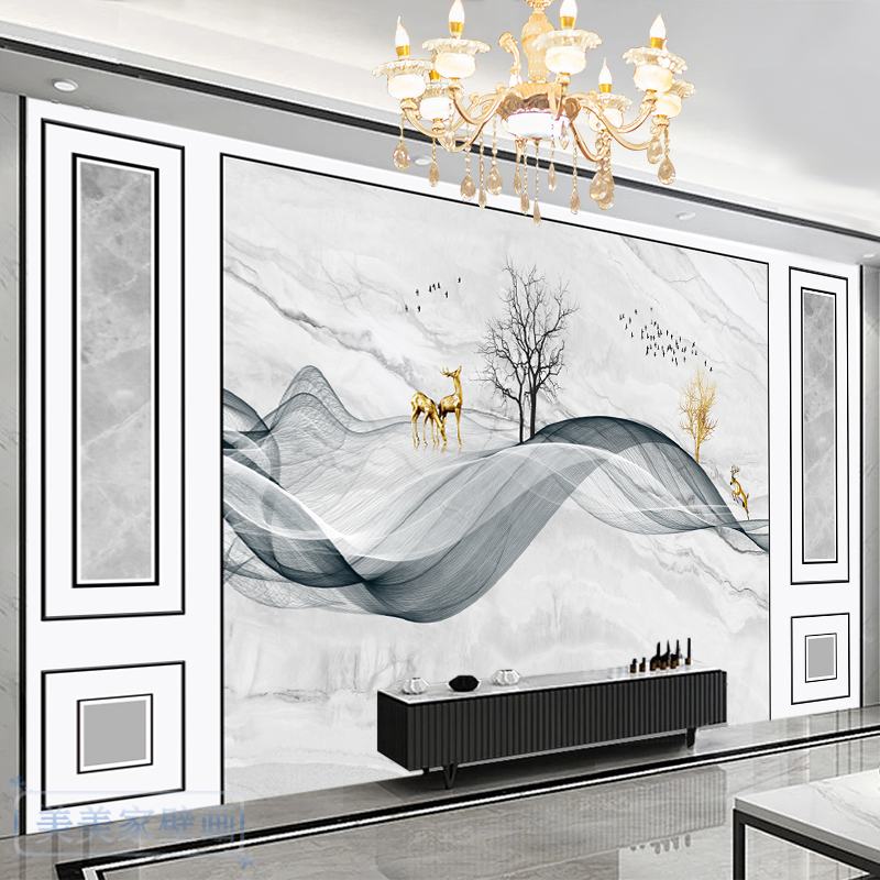 电视墙壁纸客厅背景墙墙布大气简约现代墙纸8d立体壁布壁画