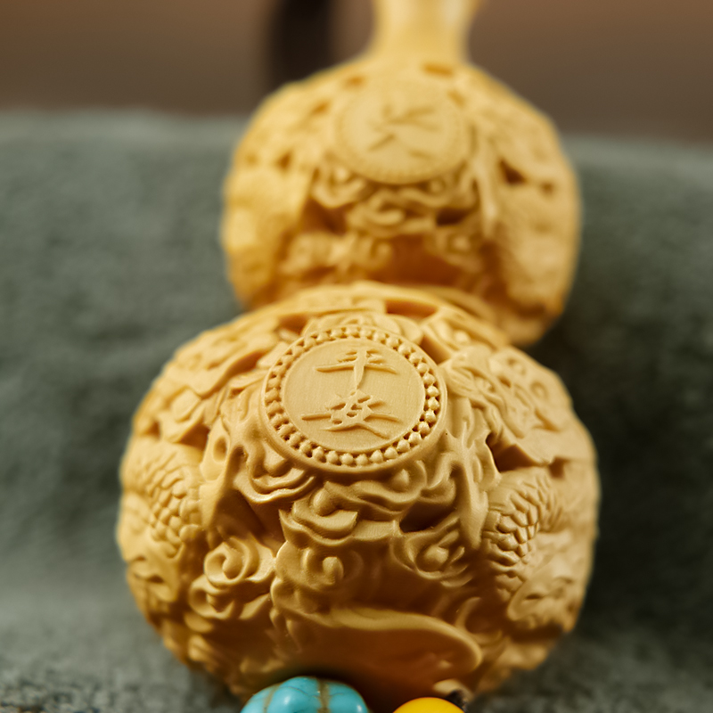 黄杨木雕手把件葫芦汽车挂件小饰品文玩平安福禄天然实木家居挂饰