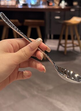 【星级设计款】316不锈钢勺子钻面亮闪闪喝汤勺好用西餐勺调羹
