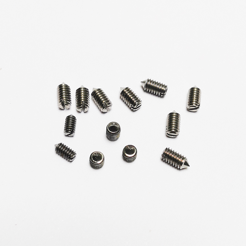 一字槽螺丝钉M1.2M1.4机米不锈钢m1.6m2平端紧定螺钉尖头支持定制