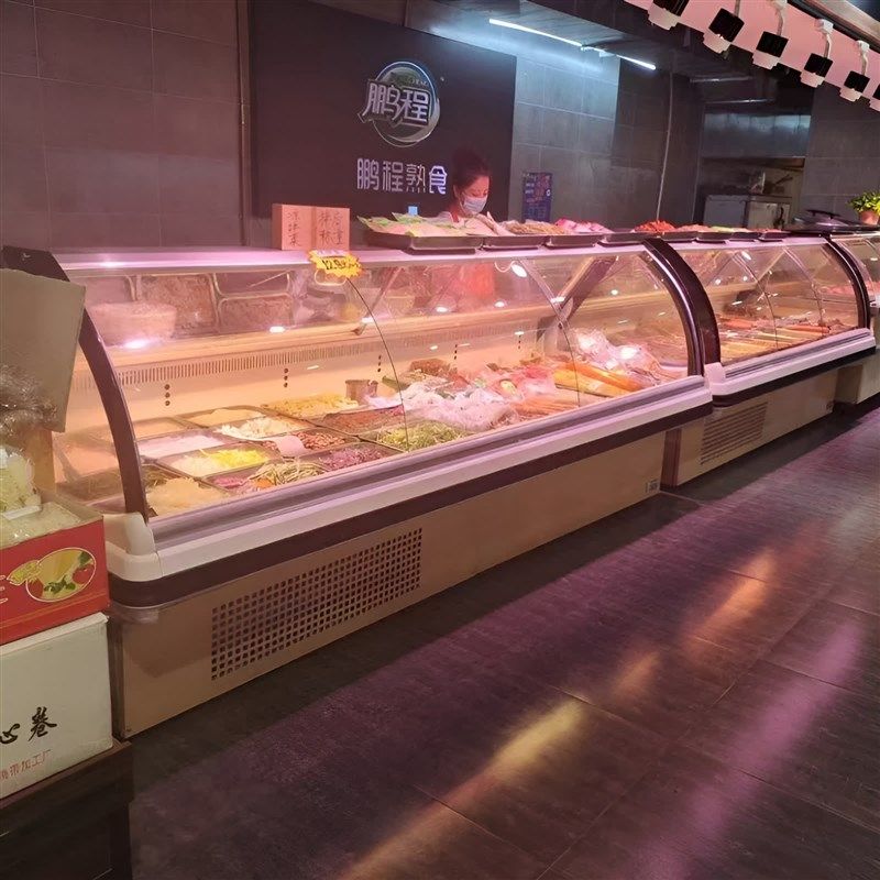生鲜超市风冷熟食柜前推拉鸭脖凉菜保鲜柜圆弧玻璃烤肉展示柜拐角,厨房电器,展示柜,淘宝优惠券,粉丝福利购,淘宝优惠卷