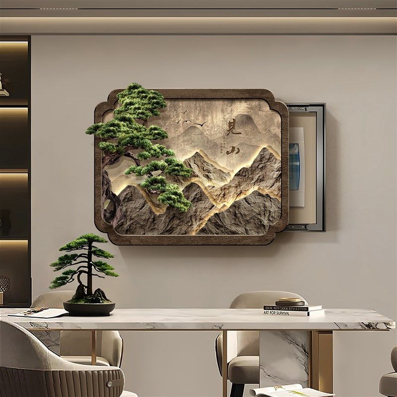 2025新款电表箱装饰画侘寂风免打孔电闸盒总开关遮挡多媒体墙壁画,家居饰品,现代装饰画,淘宝优惠券,粉丝福利购,淘宝优惠卷