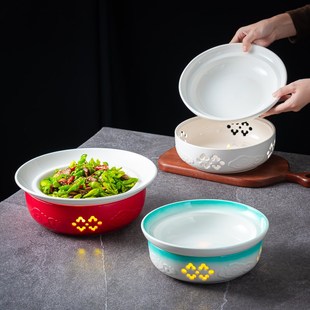 酒店明炉餐具陶瓷酒精蜡烛保温加热菜盘子汤盘商用粤菜私房菜餐具