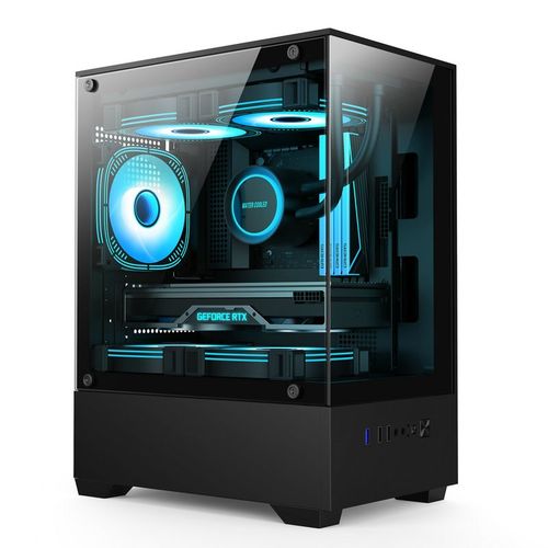 海景房电脑机箱台式主机oMINI全景小箱240水冷背线MATX侧透无立柱