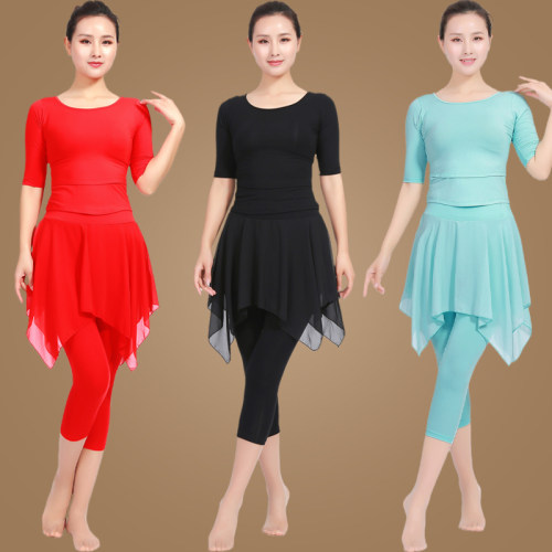 练功服女舞蹈服现代舞服装u形体训练服拉丁舞中袖春夏季新款跳舞