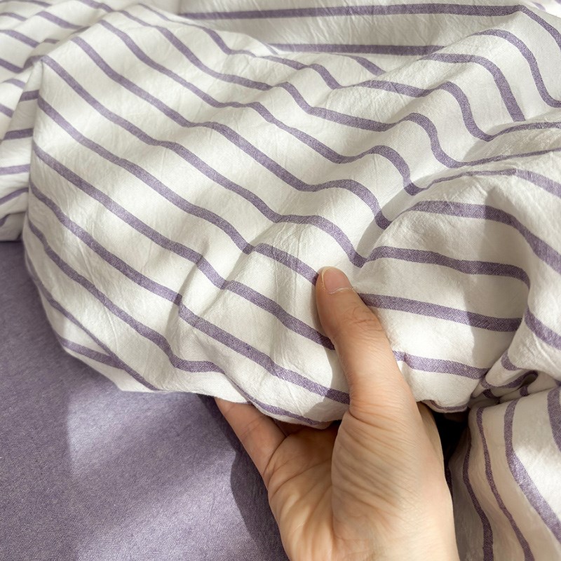 水洗棉紫条纹全棉纯色床单单件夏天学生宿舍被单枕套可配三四件套