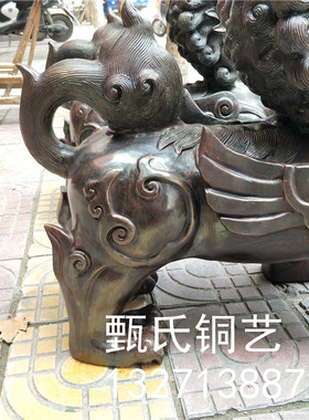 纯铜貔貅神兽一对家居客厅公司店铺开业装饰品摆件