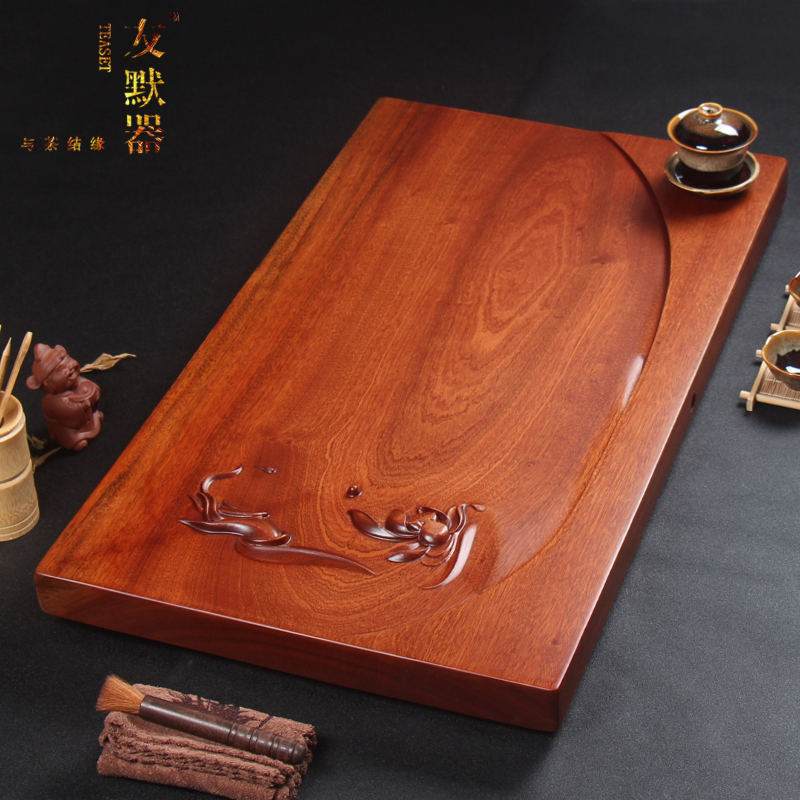 花梨木茶盘家用整块实木功夫茶具红木茶海大号简约排水茶台长方形