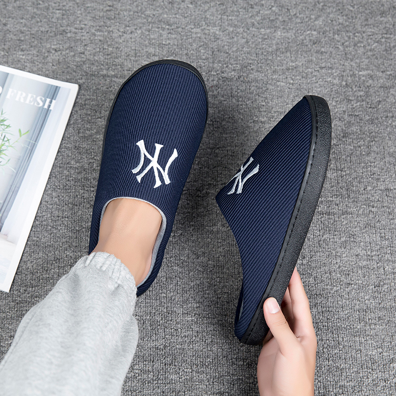 冬季棉拖鞋男大码46保暖47洋基队情侣家用室内防滑居家厚底棉鞋女