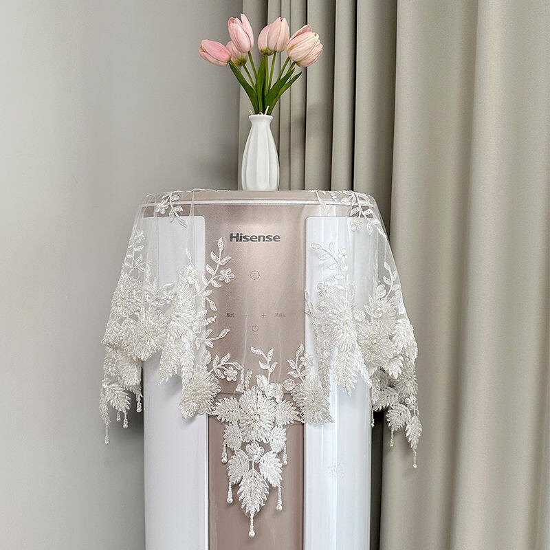 手工串珠蕾丝刺绣空调盖巾立式圆柱空调罩客厅欧式罩盖布